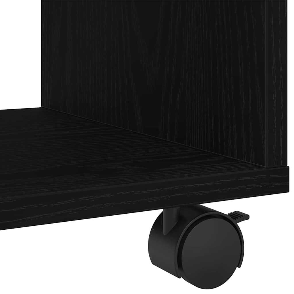 vidaXL Stolik końcowy z półką z kołem Czarny Dąb 72 x 33 x 42,5 cm