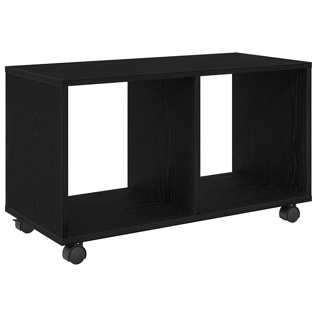 vidaXL Stolik końcowy z półką z kołem Czarny Dąb 72 x 33 x 42,5 cm