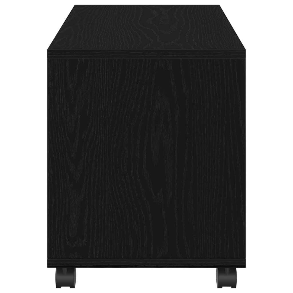 vidaXL Stolik końcowy z półką z kołem Czarny Dąb 72 x 33 x 42,5 cm