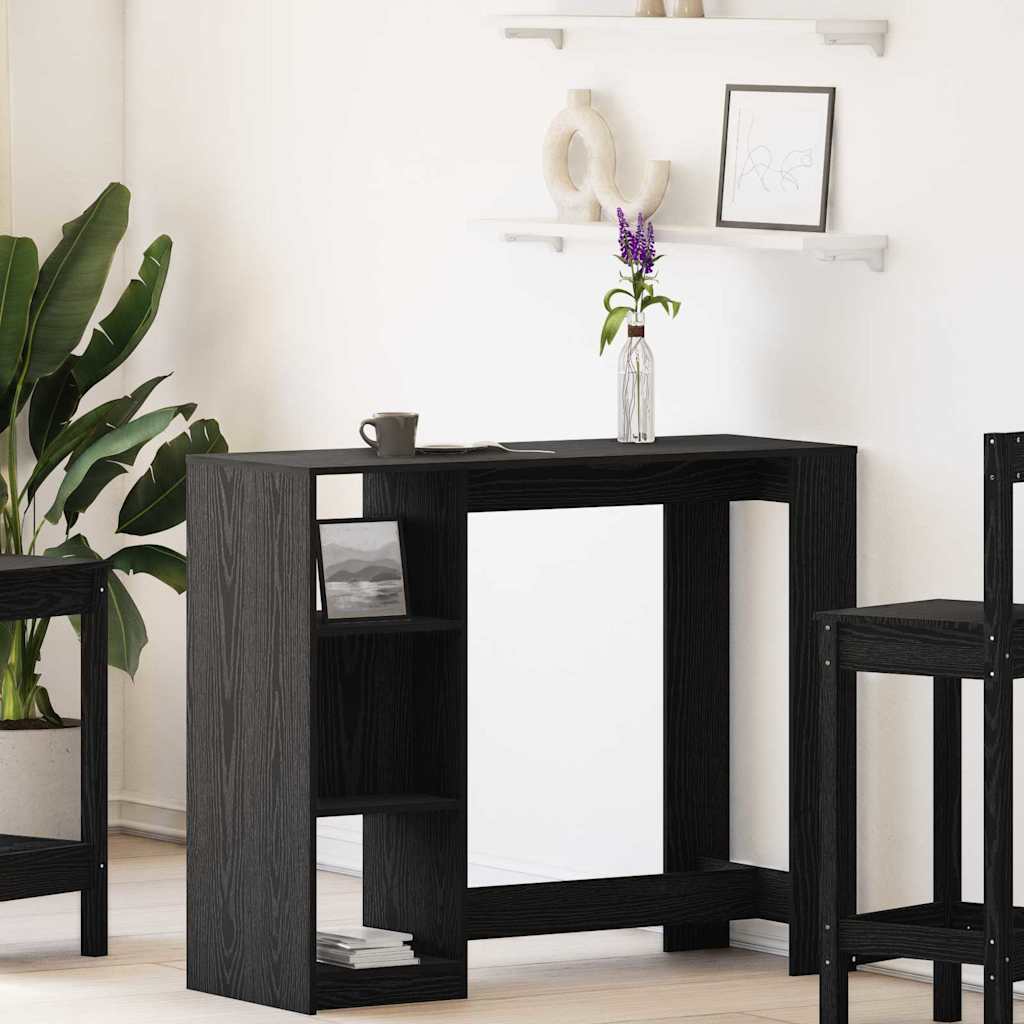vidaXL Stół barowy z półką Czarny Dąb 124 x 46 x 103.5 cm