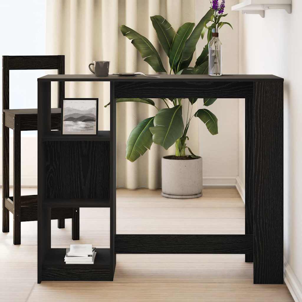 vidaXL Stół barowy z półką Czarny Dąb 124 x 46 x 103.5 cm