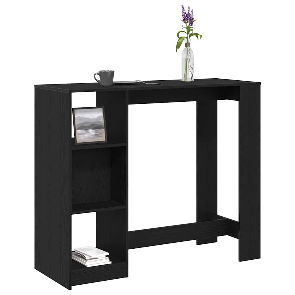 vidaXL Stół barowy z półką Czarny Dąb 124 x 46 x 103.5 cm