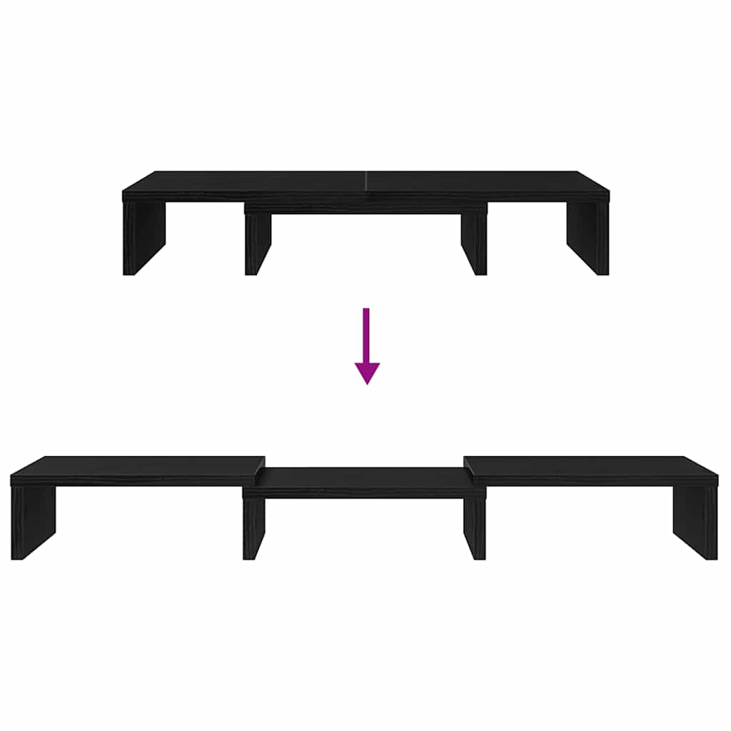 vidaXL Podstawka pod monitor, regulowana, czarny dąb, 60x24x10,5 cm