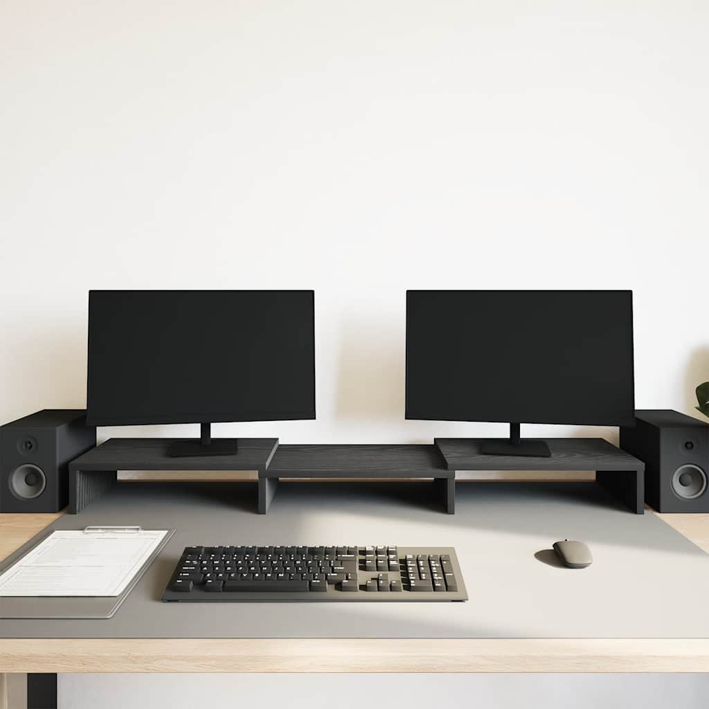 vidaXL Podstawka pod monitor, regulowana, czarny dąb, 80x24x10,5 cm