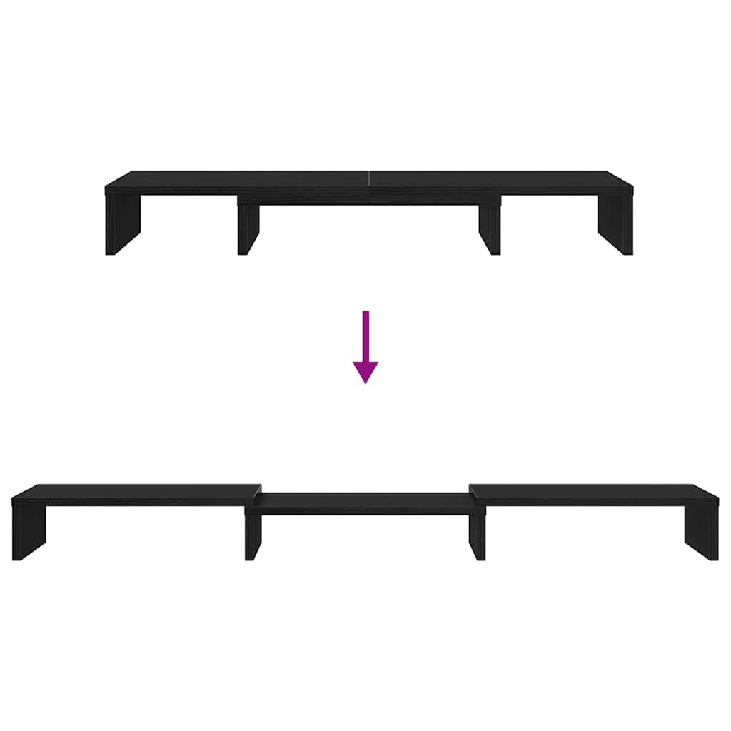 vidaXL Podstawka pod monitor, regulowana, czarny dąb, 80x24x10,5 cm