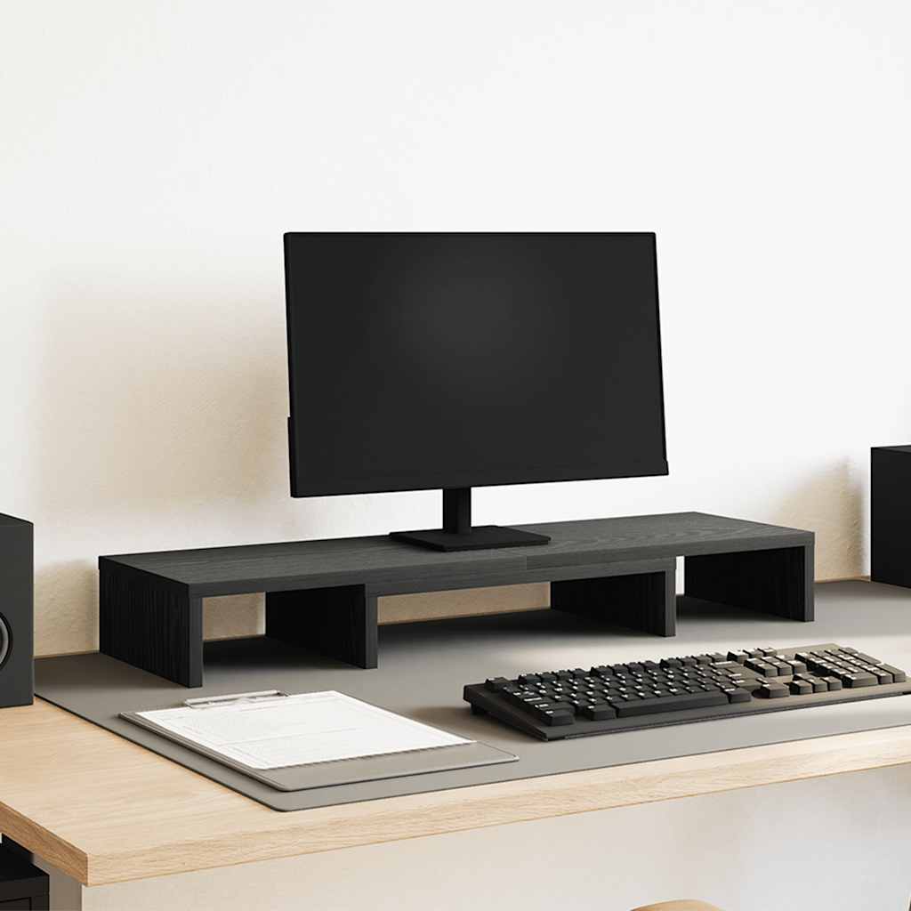 vidaXL Podstawka pod monitor, regulowana, czarny dąb, 80x24x10,5 cm
