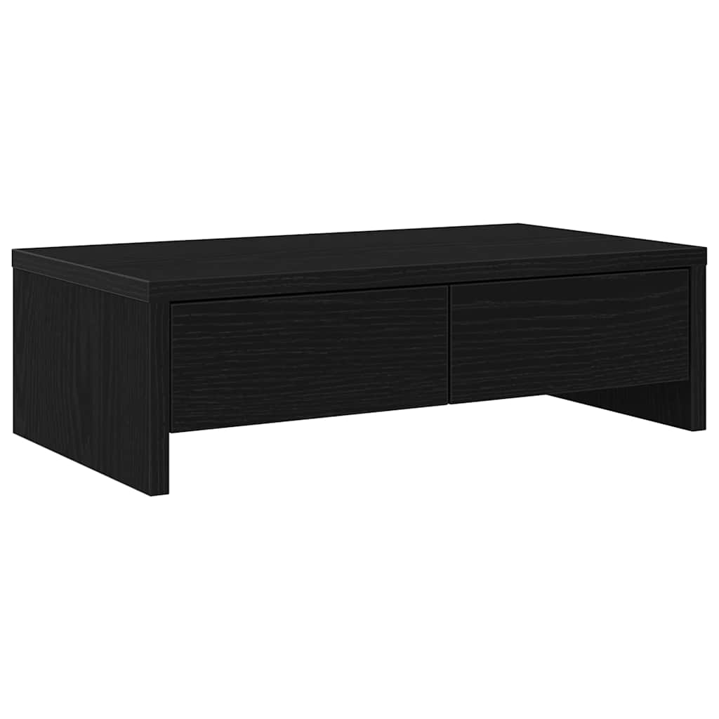 vidaXL Podstawka pod monitor, z szufladami, czarny dąb, 50x27x15 cm