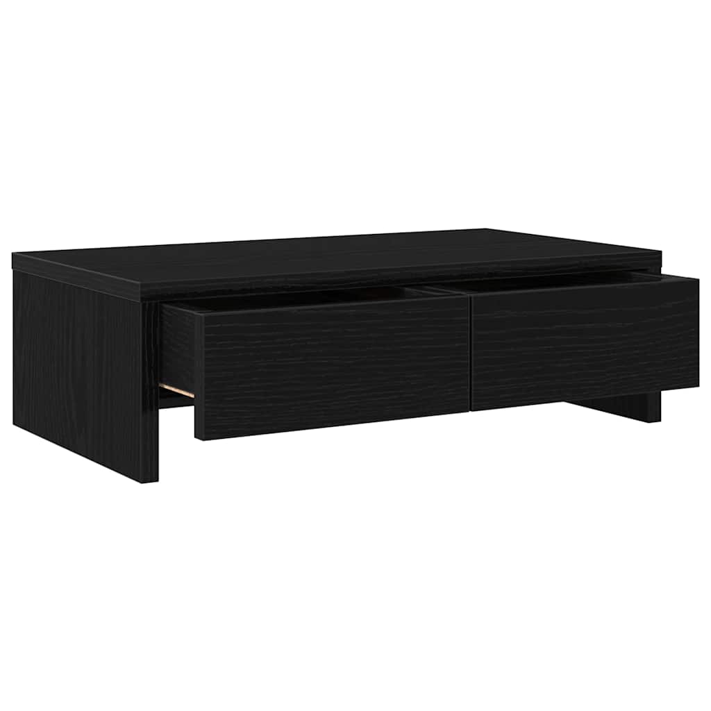 vidaXL Podstawka pod monitor, z szufladami, czarny dąb, 50x27x15 cm