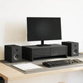 vidaXL Podstawka pod monitor, z szufladami, czarny dąb, 50x27x15 cm