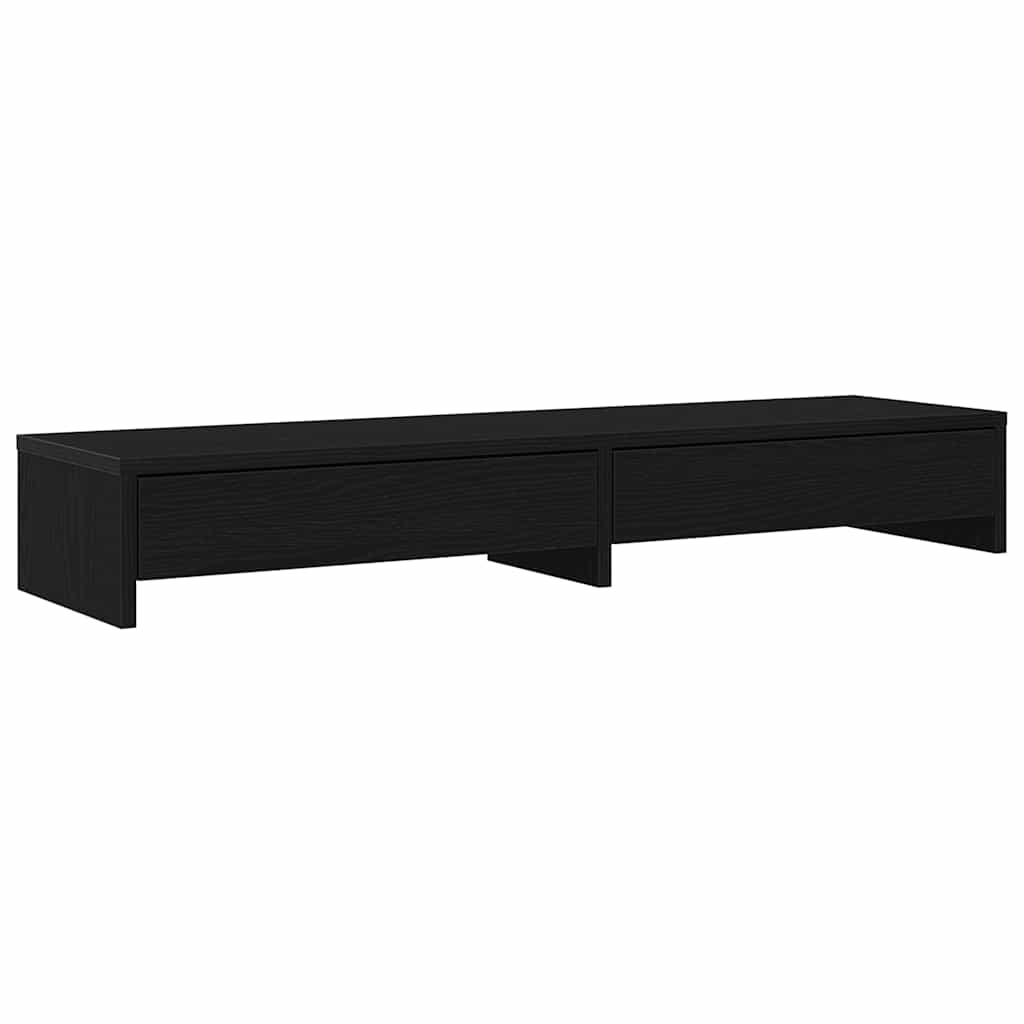 vidaXL Podstawka pod monitor, z szufladami, czarny dąb, 100x27x15 cm