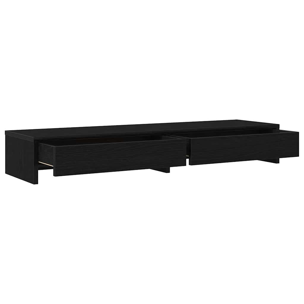 vidaXL Podstawka pod monitor, z szufladami, czarny dąb, 100x27x15 cm