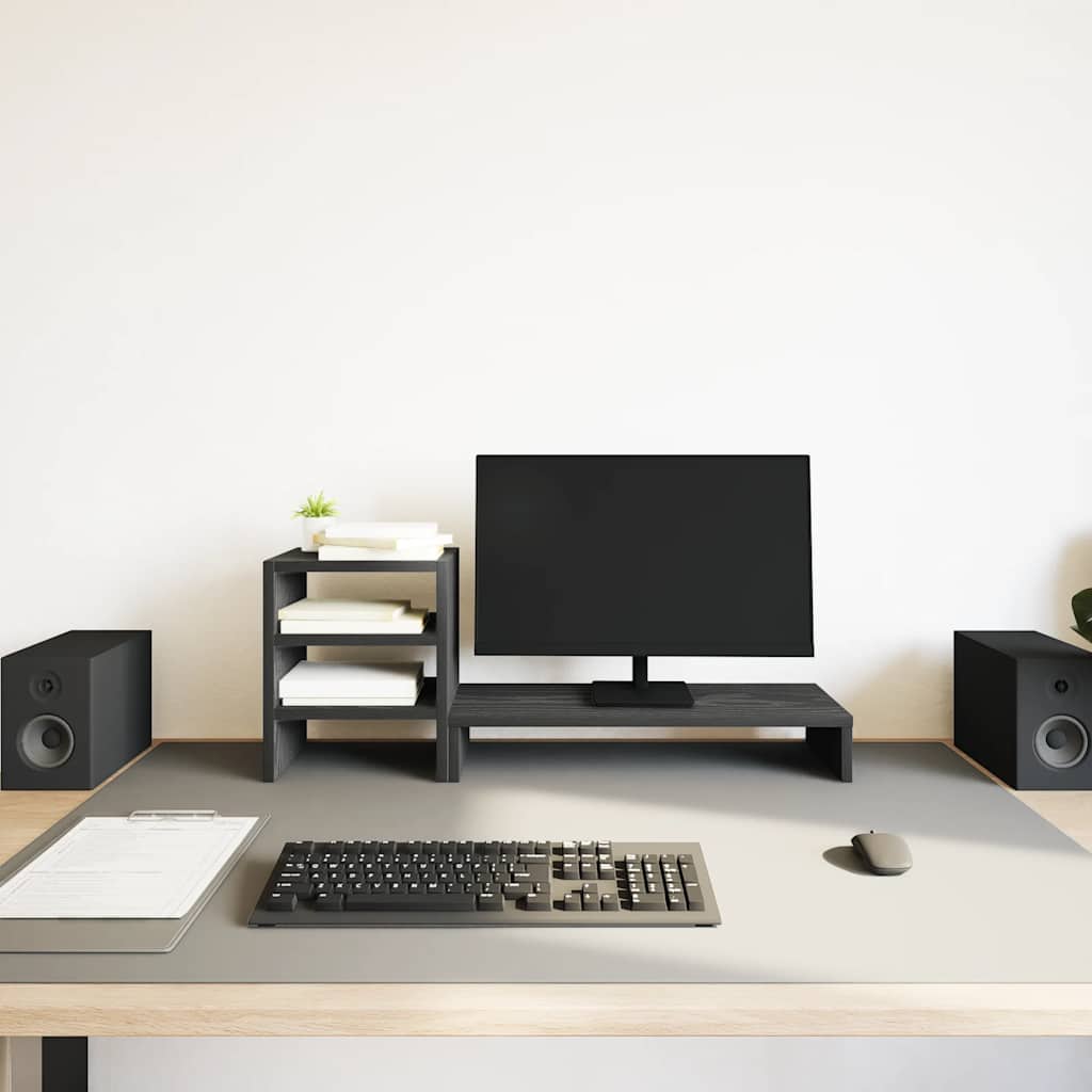 vidaXL Podstawka pod monitor z organizerem, czarny dąb