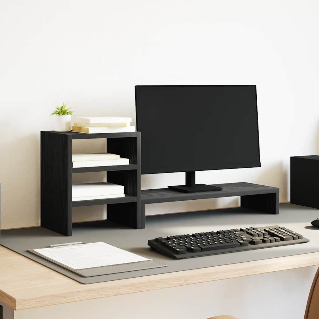 vidaXL Podstawka pod monitor z organizerem, czarny dąb