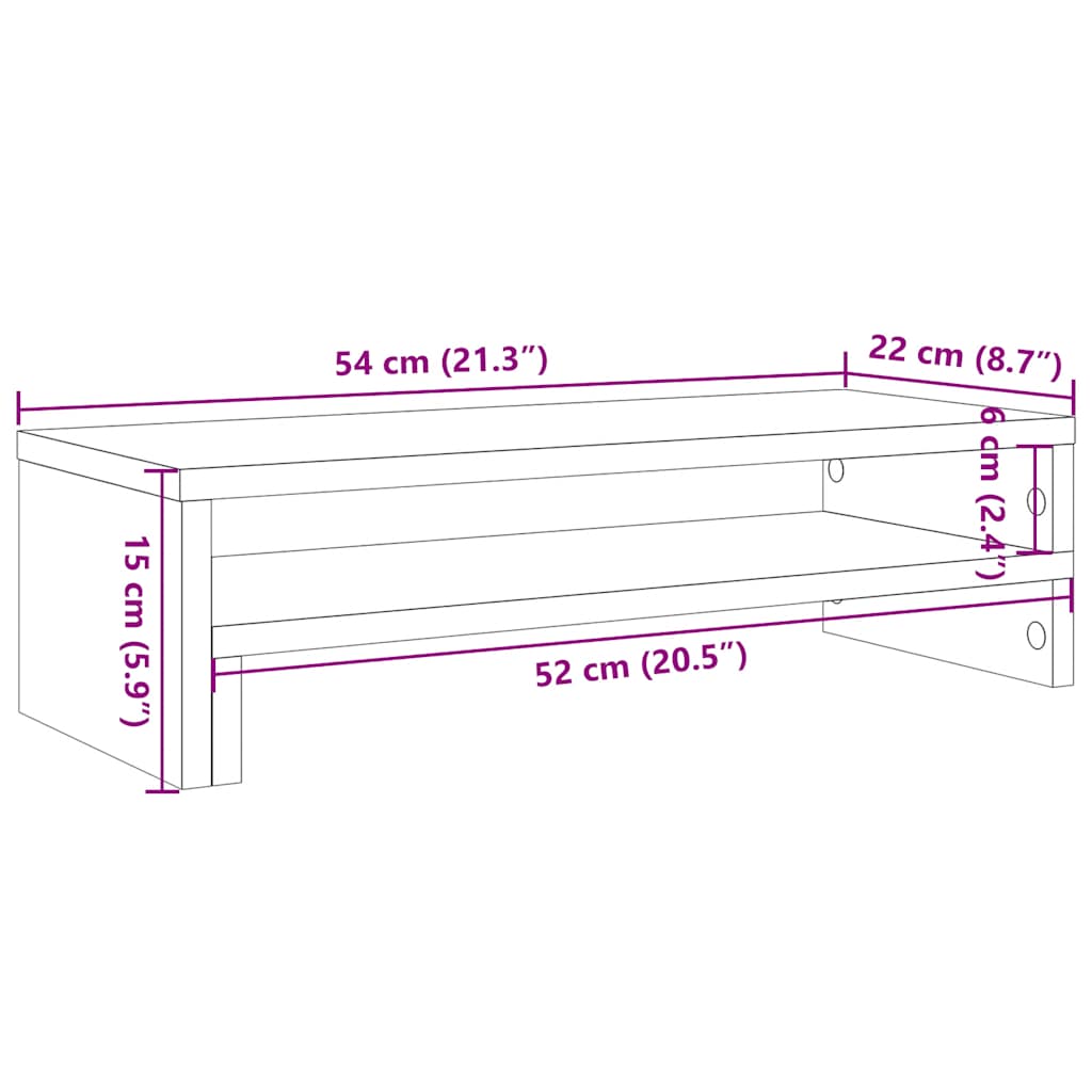 vidaXL Podstawka pod monitor, czarny dąb, 54x22x15 cm
