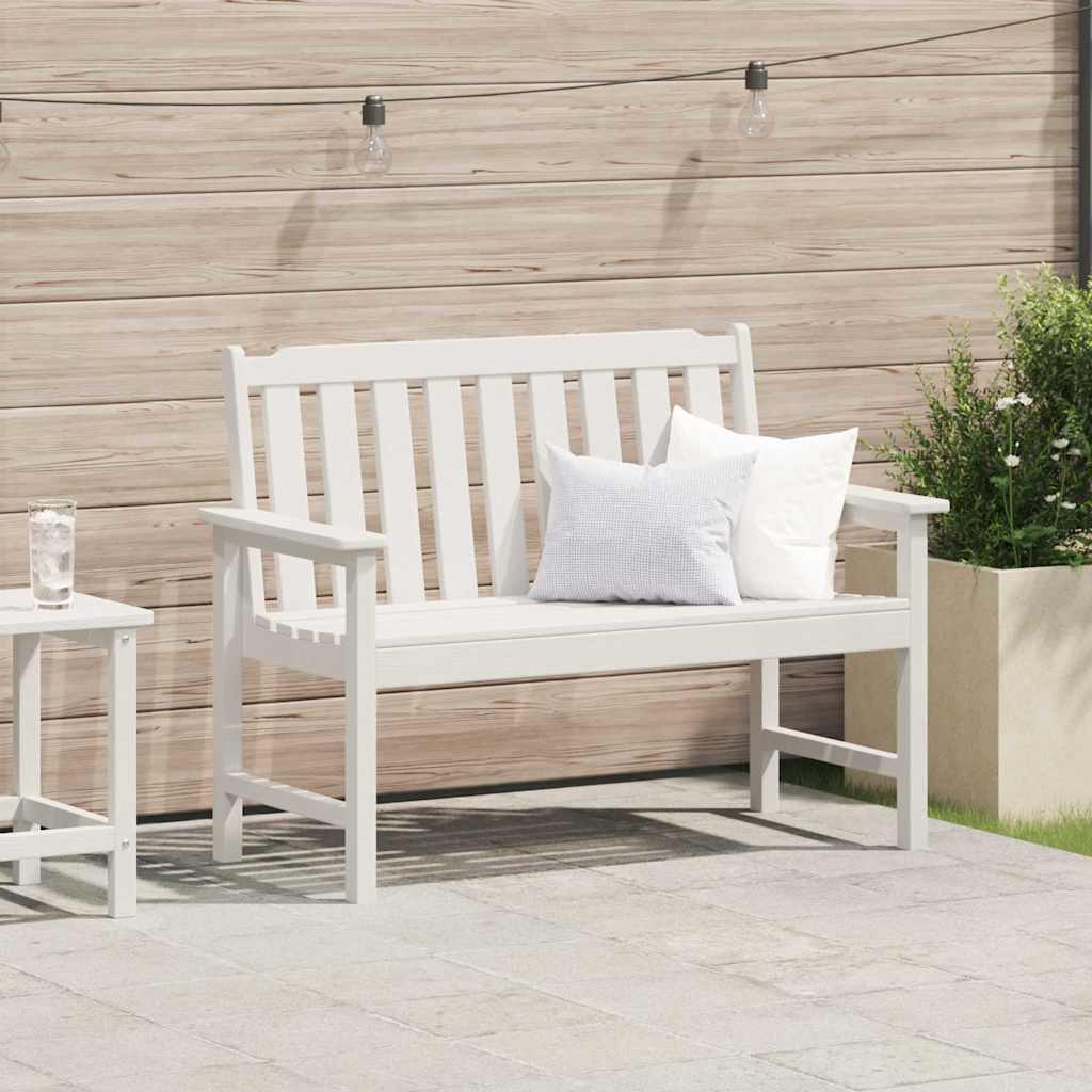 vidaXL Ławka ogrodowa Biały 120 x 59 x 88 cm HDPE