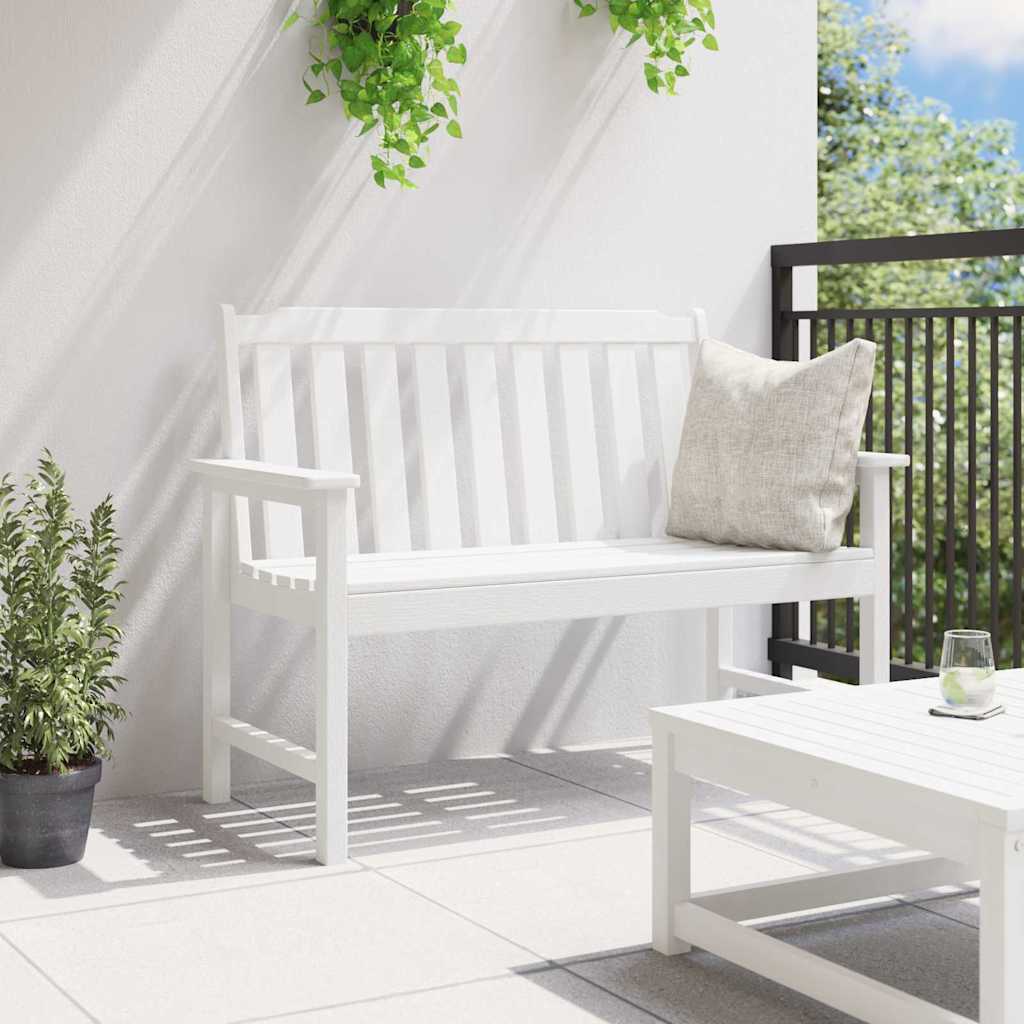 vidaXL Ławka ogrodowa Biały 120 x 59 x 88 cm HDPE