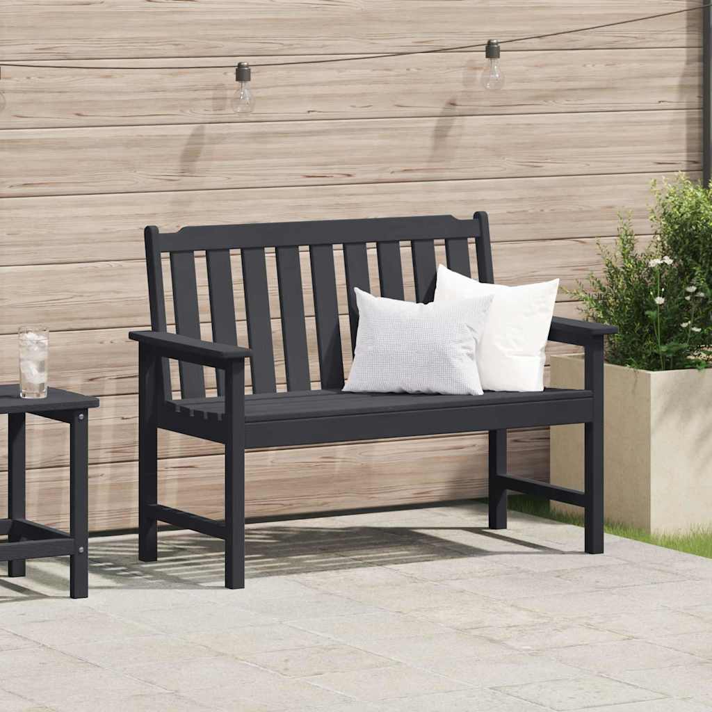 vidaXL Ławka ogrodowa Czarny 120 x 59 x 88 cm HDPE