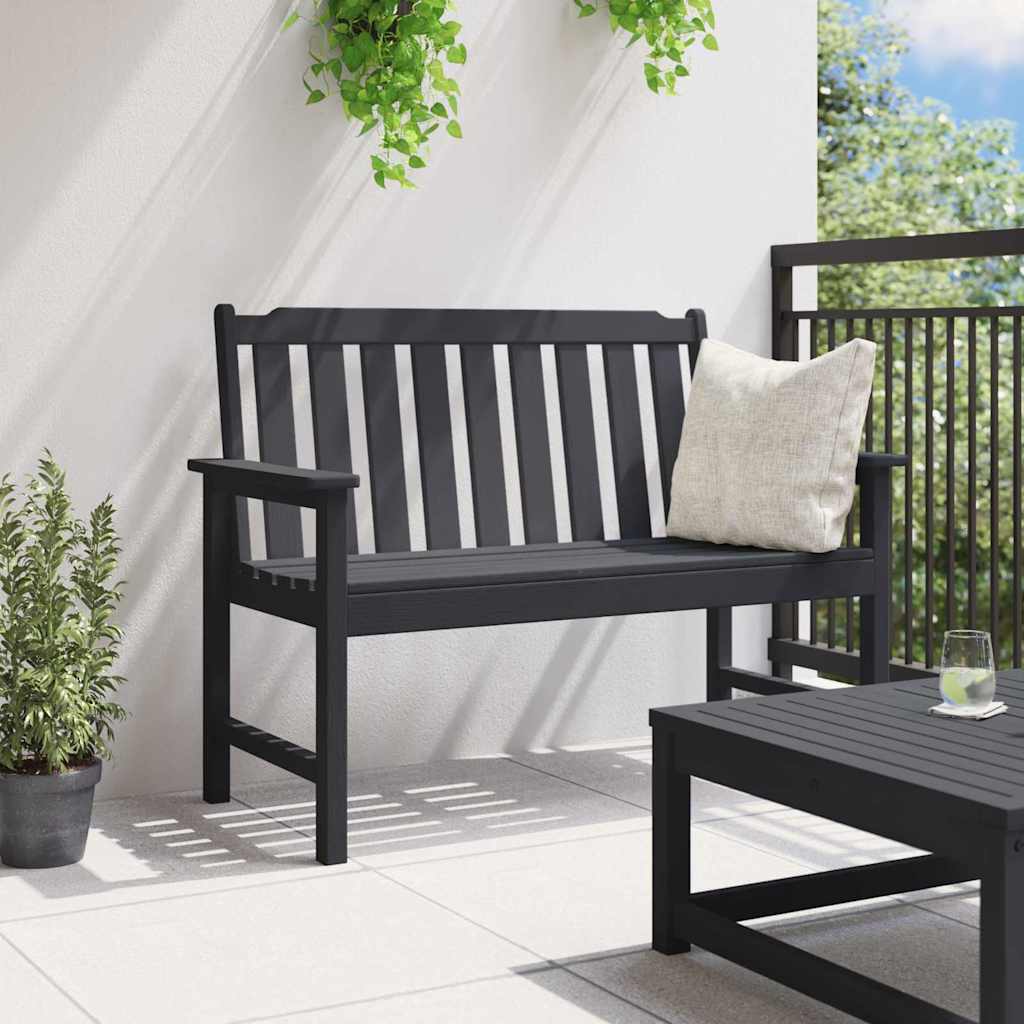 vidaXL Ławka ogrodowa Czarny 120 x 59 x 88 cm HDPE