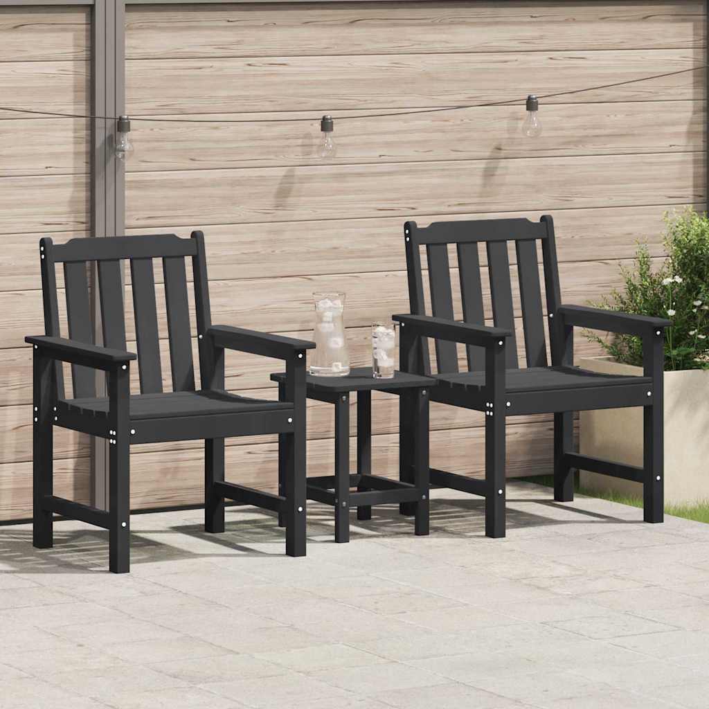 vidaXL Krzesło jadalne ogrodowe 2 pcs Czarny 65,5 x 59 x 88 cm HDPE