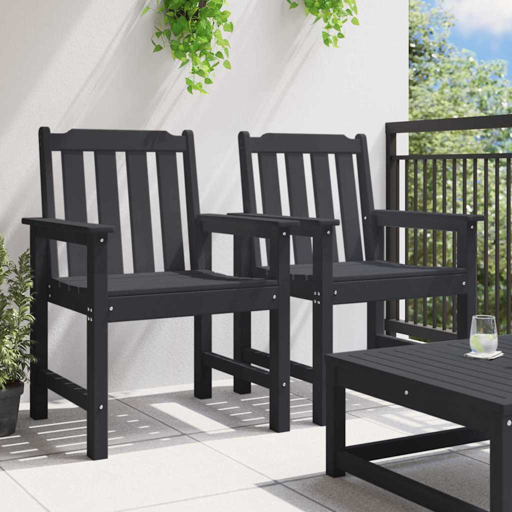 vidaXL Krzesło jadalne ogrodowe 2 pcs Czarny 65,5 x 59 x 88 cm HDPE