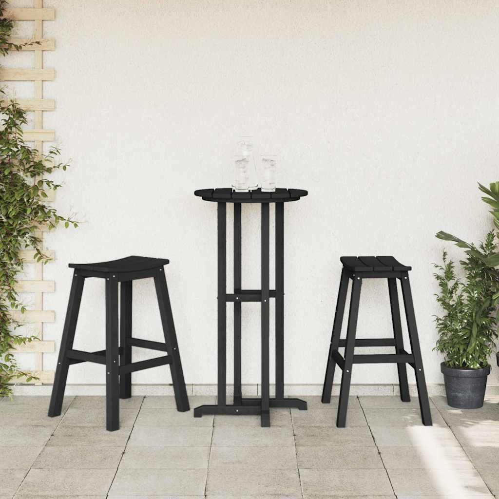 vidaXL Stołek barowy 2 pcs Czarny 52 x 43 x 73,5 cm HDPE