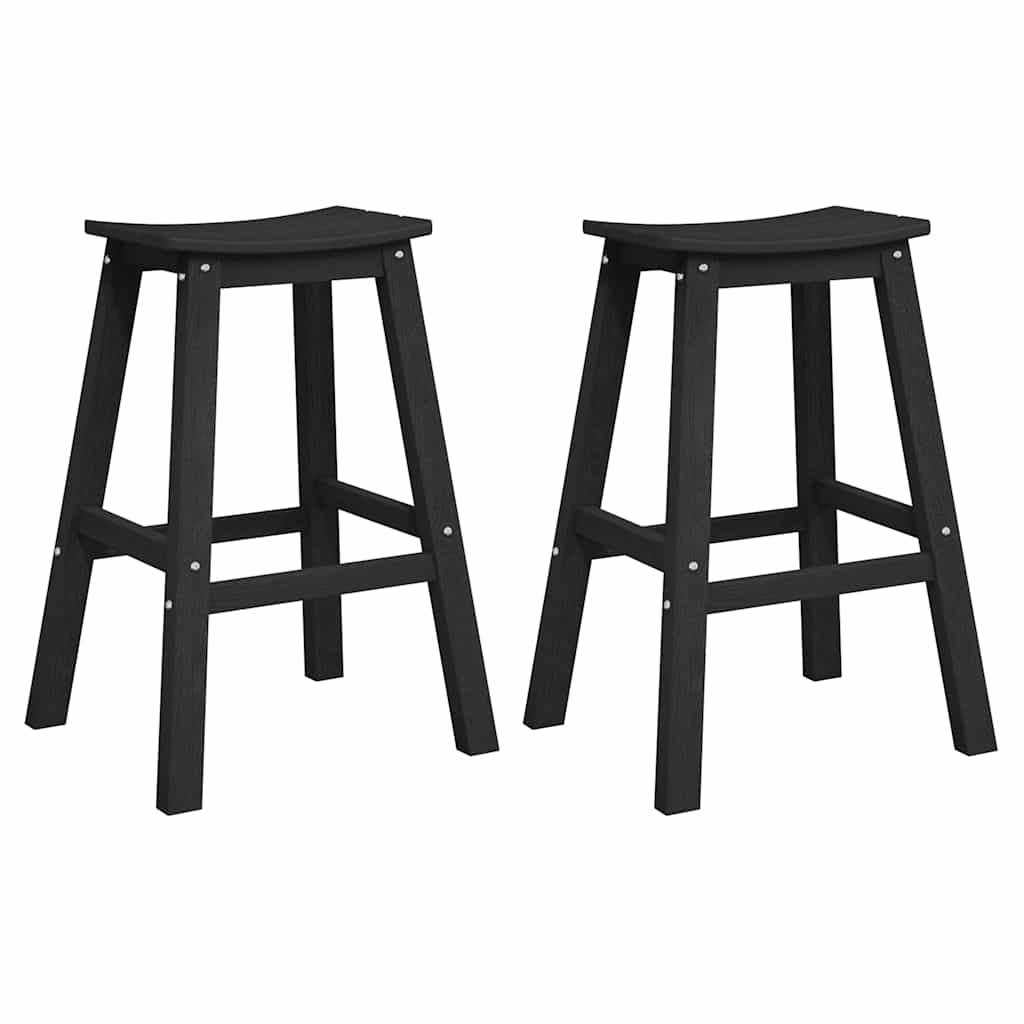 vidaXL Stołek barowy 2 pcs Czarny 52 x 43 x 73,5 cm HDPE