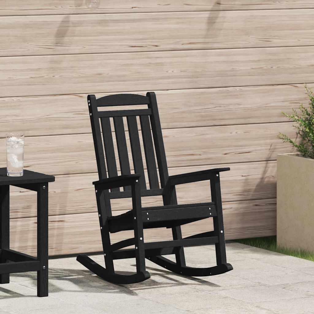 vidaXL Ogrodowe Krzesło Bujańce Czarny 92 x 70 x 108cm HDPE