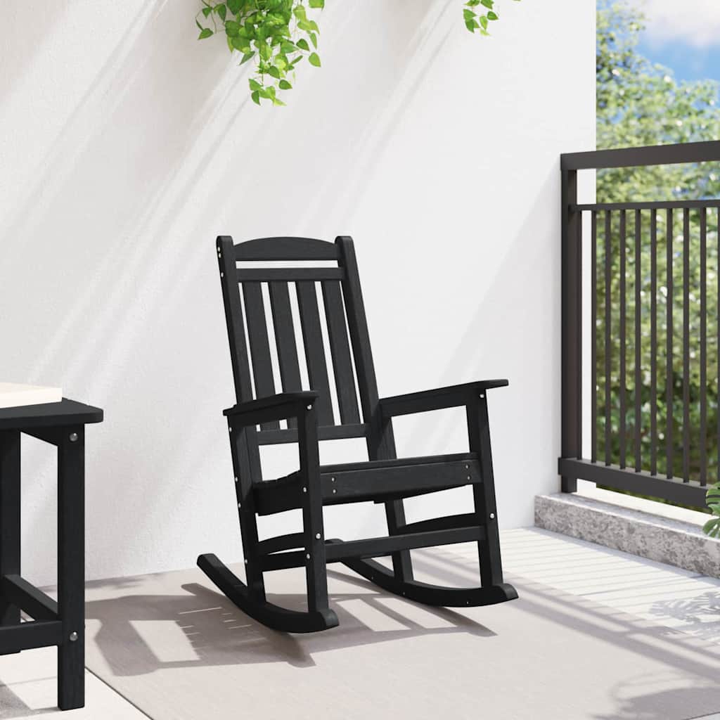 vidaXL Ogrodowe Krzesło Bujańce Czarny 92 x 70 x 108cm HDPE