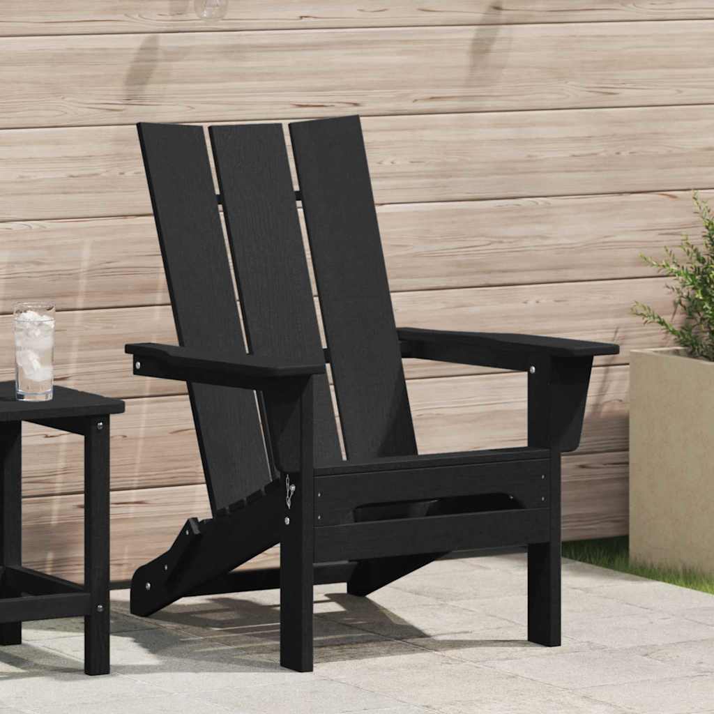 vidaXL Składany fotel Adirondack Czarny 80,5 x 74,5 x 92 cm HDPE