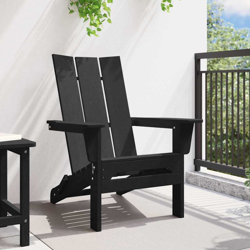 vidaXL Składany fotel Adirondack Czarny 80,5 x 74,5 x 92 cm HDPE