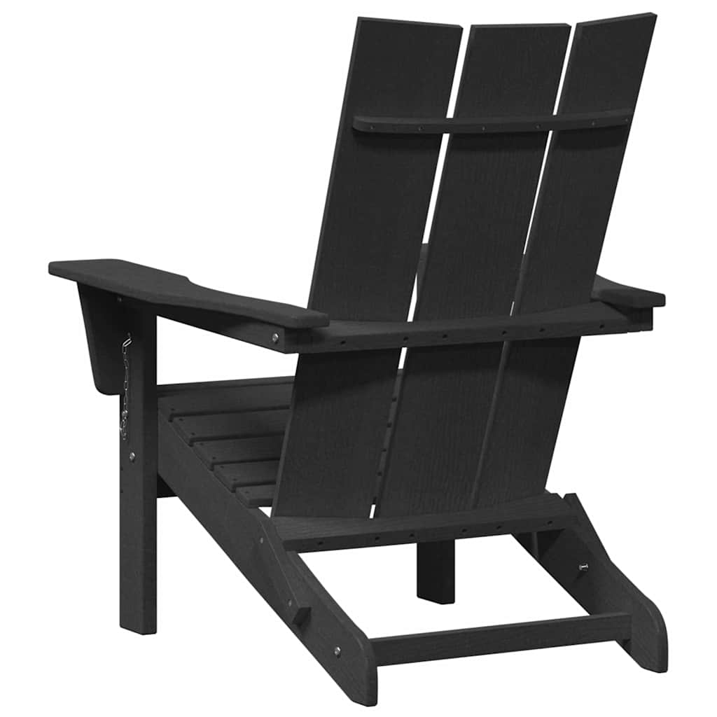 vidaXL Składany fotel Adirondack Czarny 80,5 x 74,5 x 92 cm HDPE