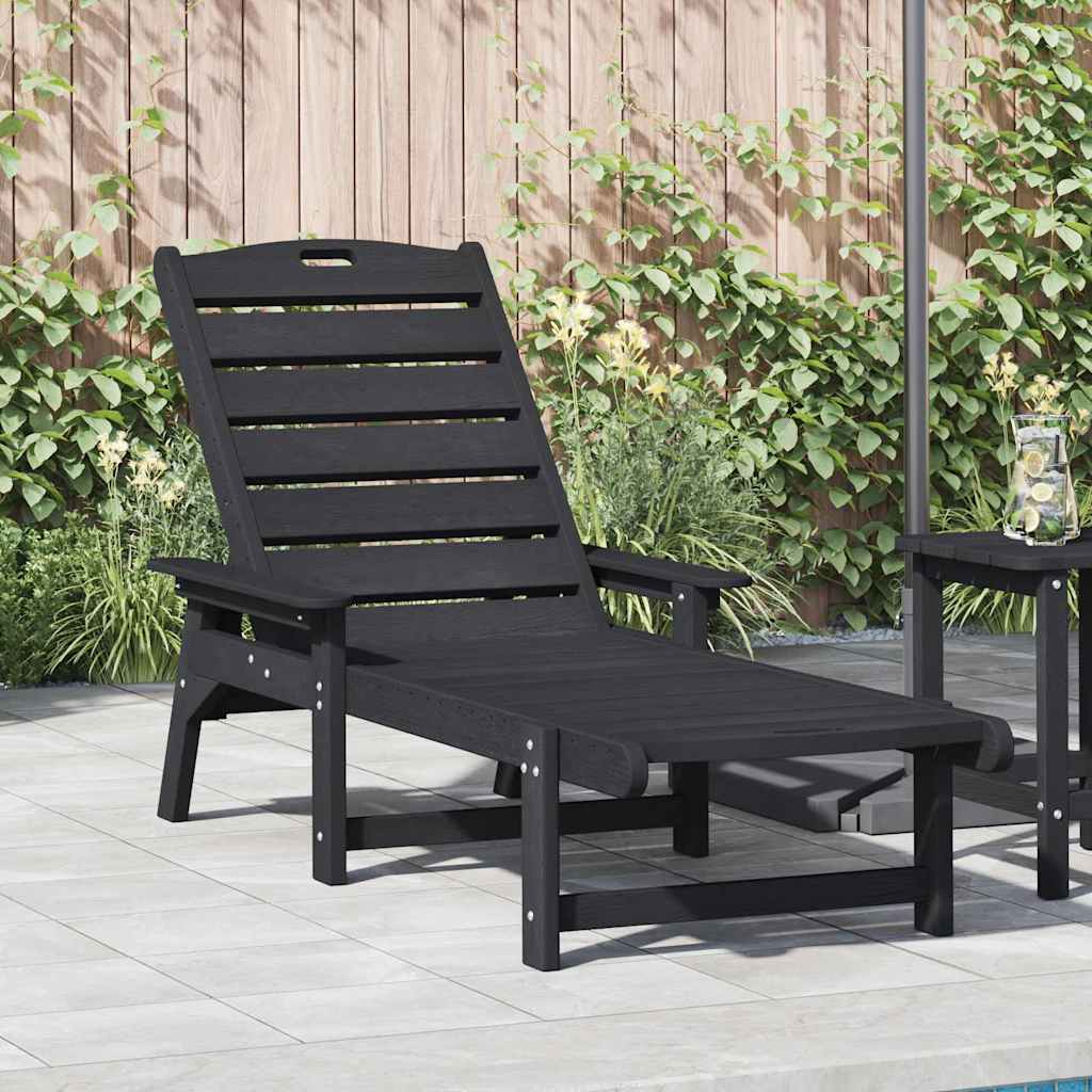 vidaXL Leżak Czarny 195,5 x 53 x 98,5 cm HDPE