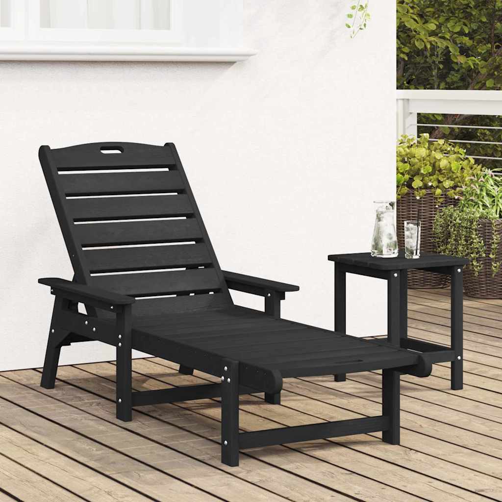 vidaXL Leżak Czarny 195,5 x 53 x 98,5 cm HDPE