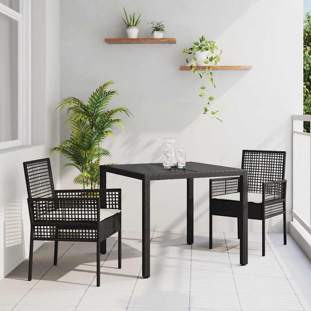 vidaXL Zestaw do jadalni w ogrodzie 3 pcs Czarny polirattan