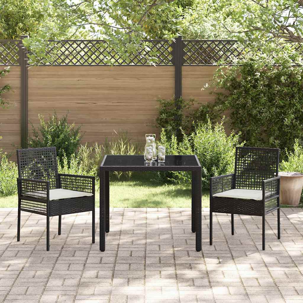vidaXL Zestaw do jadalni w ogrodzie 3 pcs Czarny polirattan