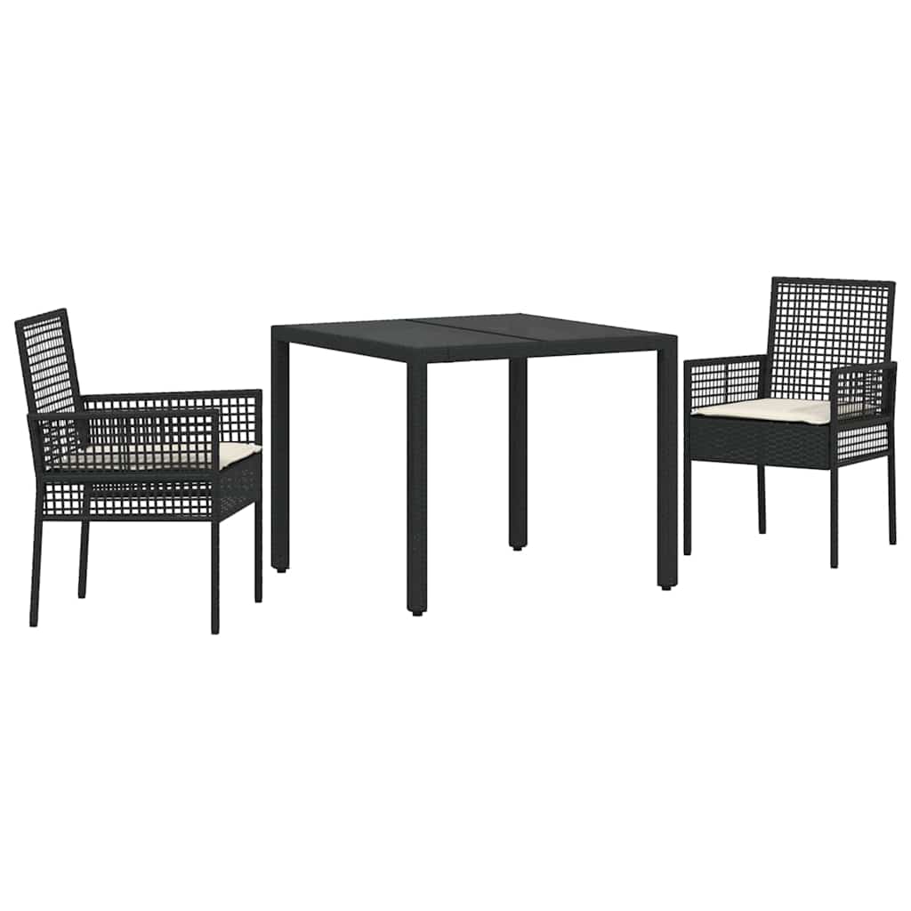 vidaXL Zestaw do jadalni w ogrodzie 3 pcs Czarny polirattan