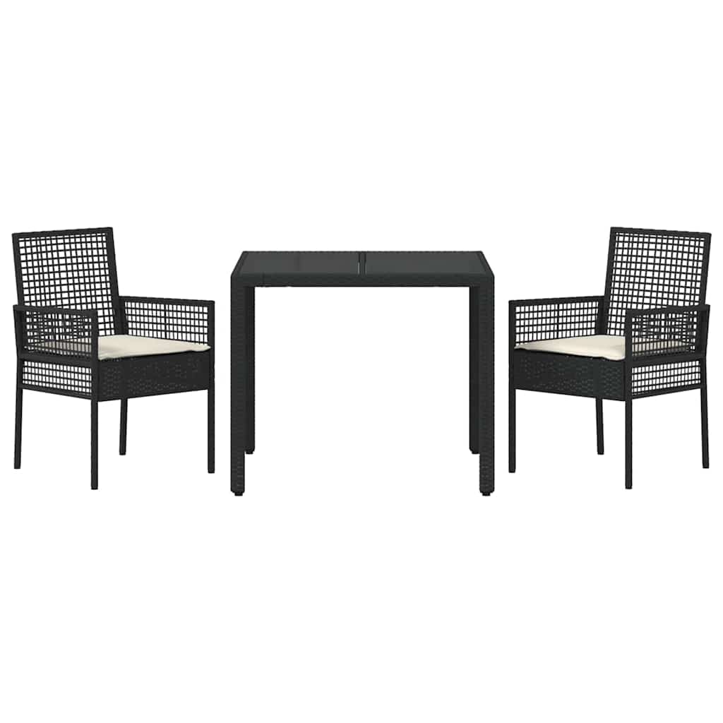 vidaXL Zestaw do jadalni w ogrodzie 3 pcs Czarny polirattan