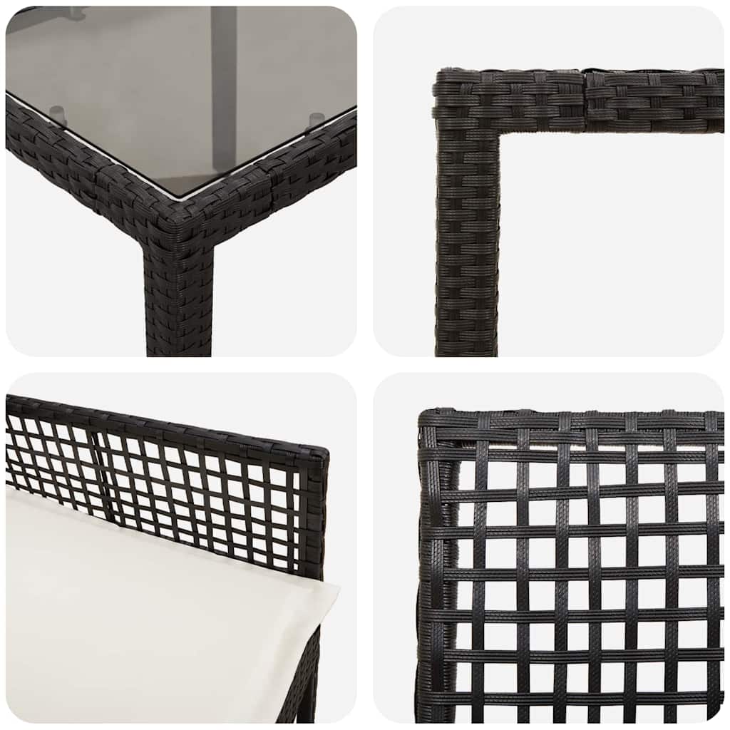 vidaXL Zestaw do jadalni w ogrodzie 5 pcs Czarny polirattan