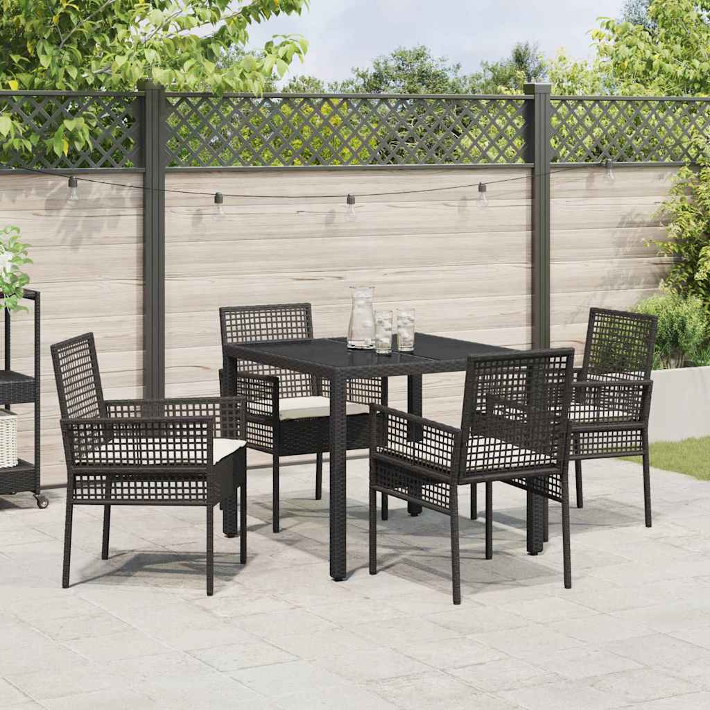 vidaXL Zestaw do jadalni w ogrodzie 5 pcs Czarny polirattan