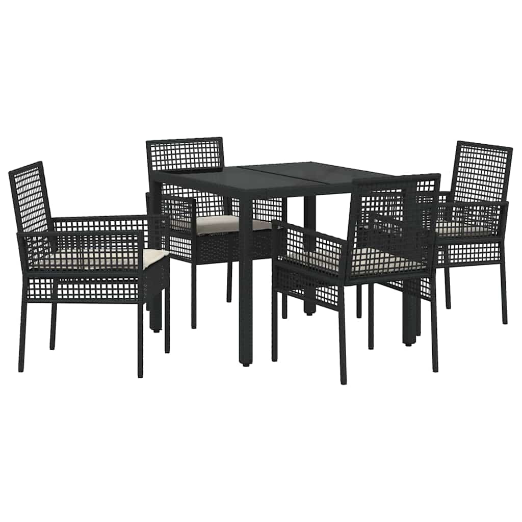 vidaXL Zestaw do jadalni w ogrodzie 5 pcs Czarny polirattan