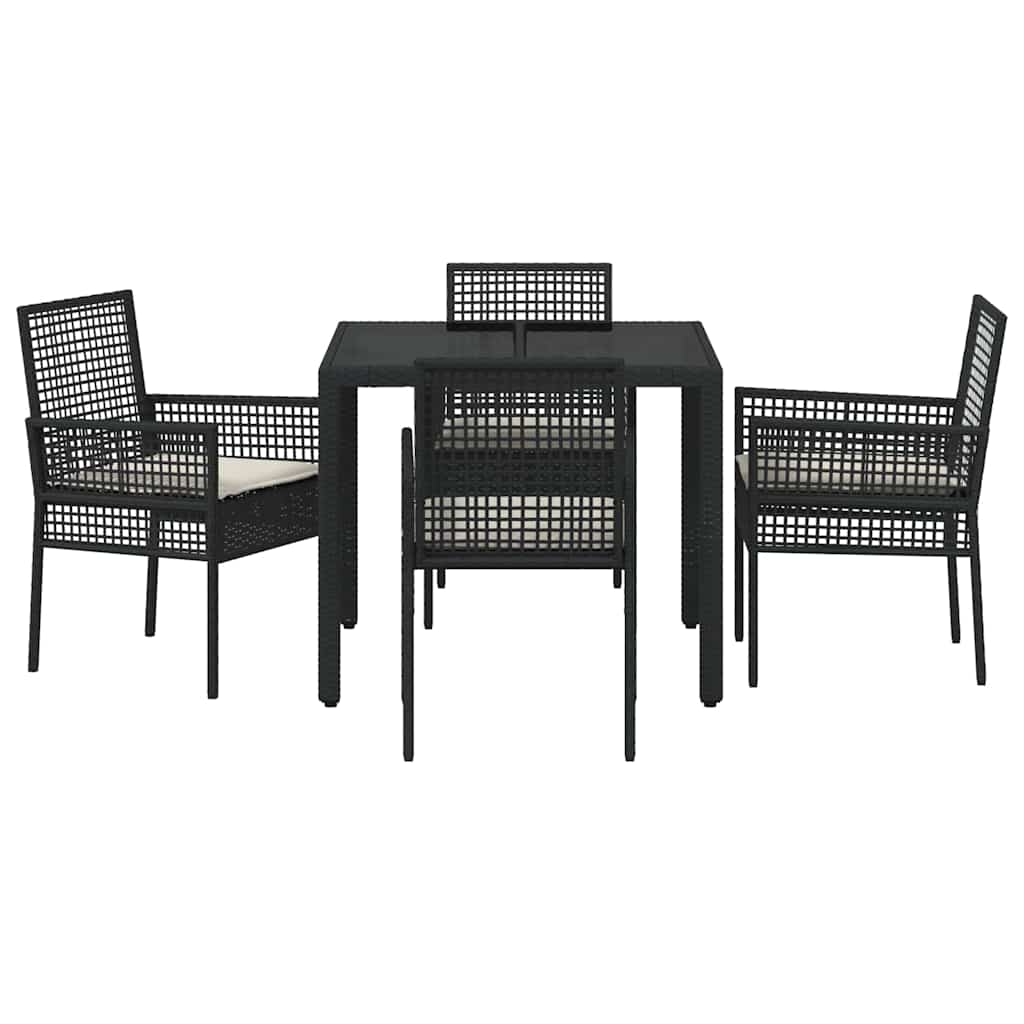 vidaXL Zestaw do jadalni w ogrodzie 5 pcs Czarny polirattan