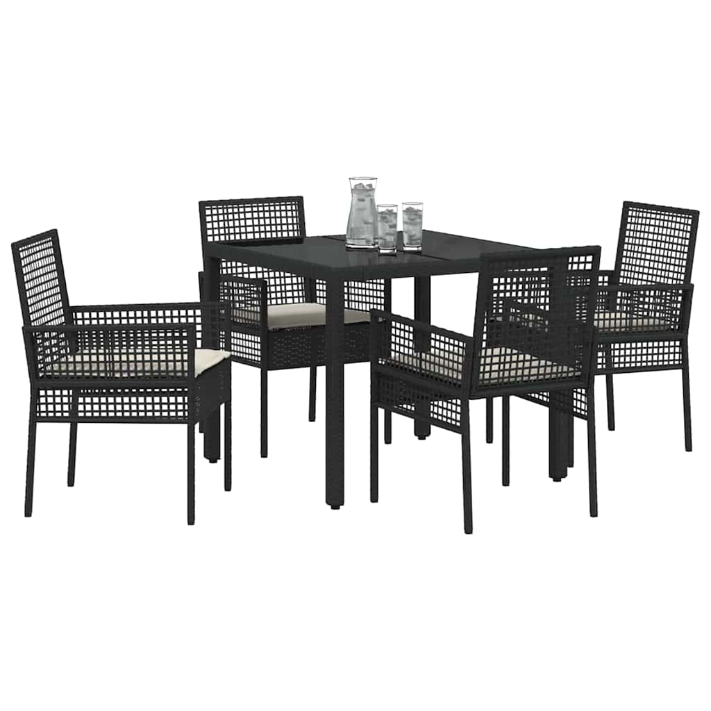 vidaXL Zestaw do jadalni w ogrodzie 5 pcs Czarny polirattan