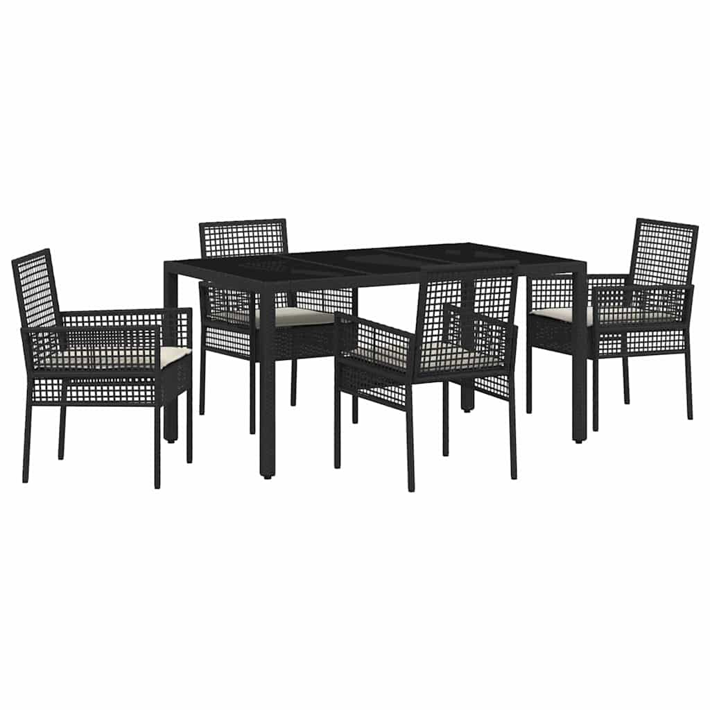 vidaXL Zestaw do jadalni w ogrodzie 5 pcs Czarny polirattan