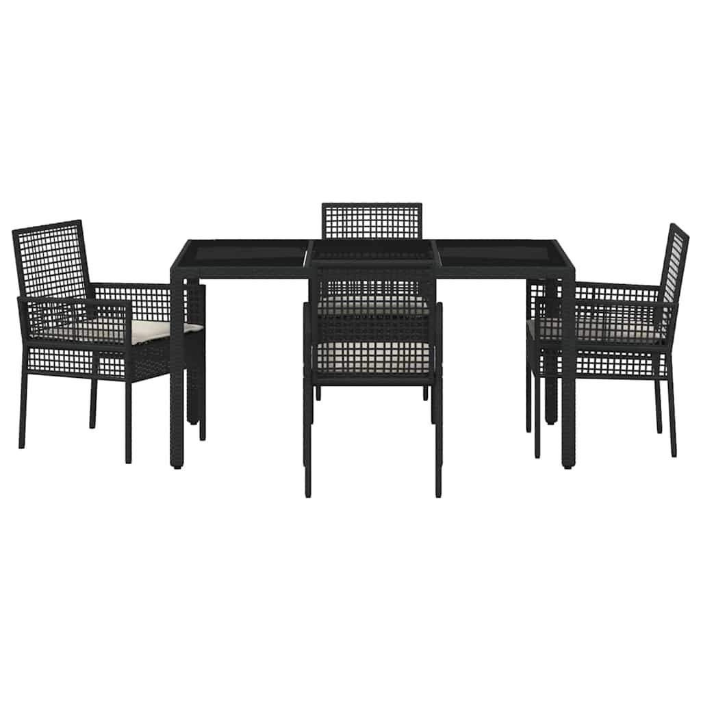 vidaXL Zestaw do jadalni w ogrodzie 5 pcs Czarny polirattan