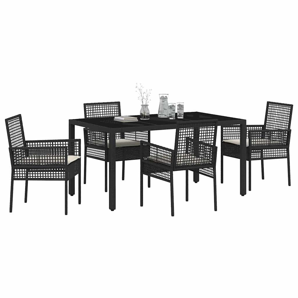 vidaXL Zestaw do jadalni w ogrodzie 5 pcs Czarny polirattan