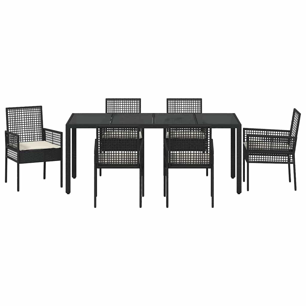 vidaXL Zestaw do jadalni w ogrodzie 7 pcs Czarny polirattan