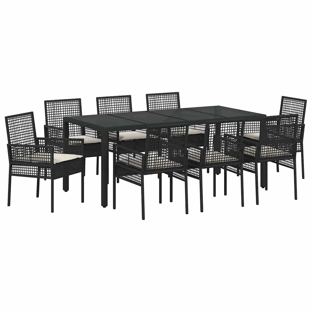 vidaXL Zestaw do jadalni w ogrodzie 9 pcs Czarny polirattan