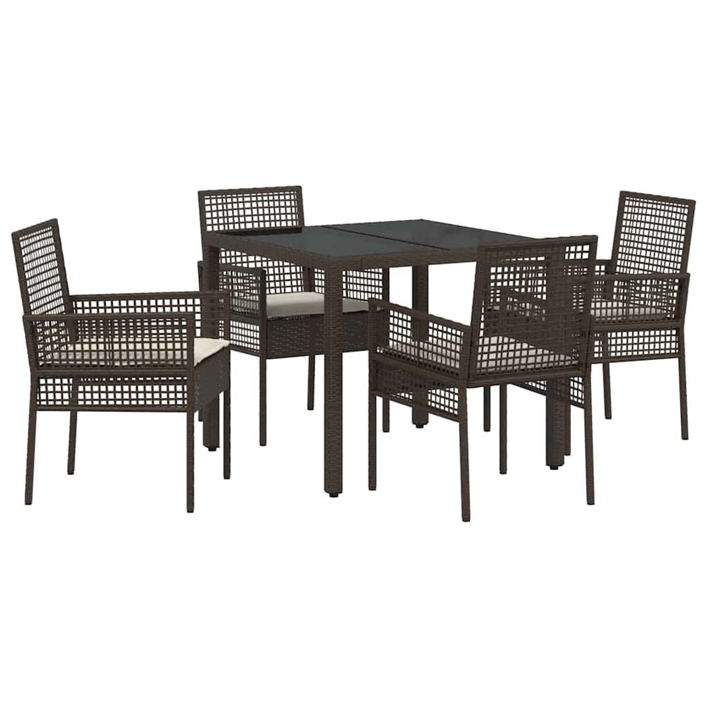 vidaXL Zestaw do jadalni w ogrodzie 5 pcs Brązowy polirattan