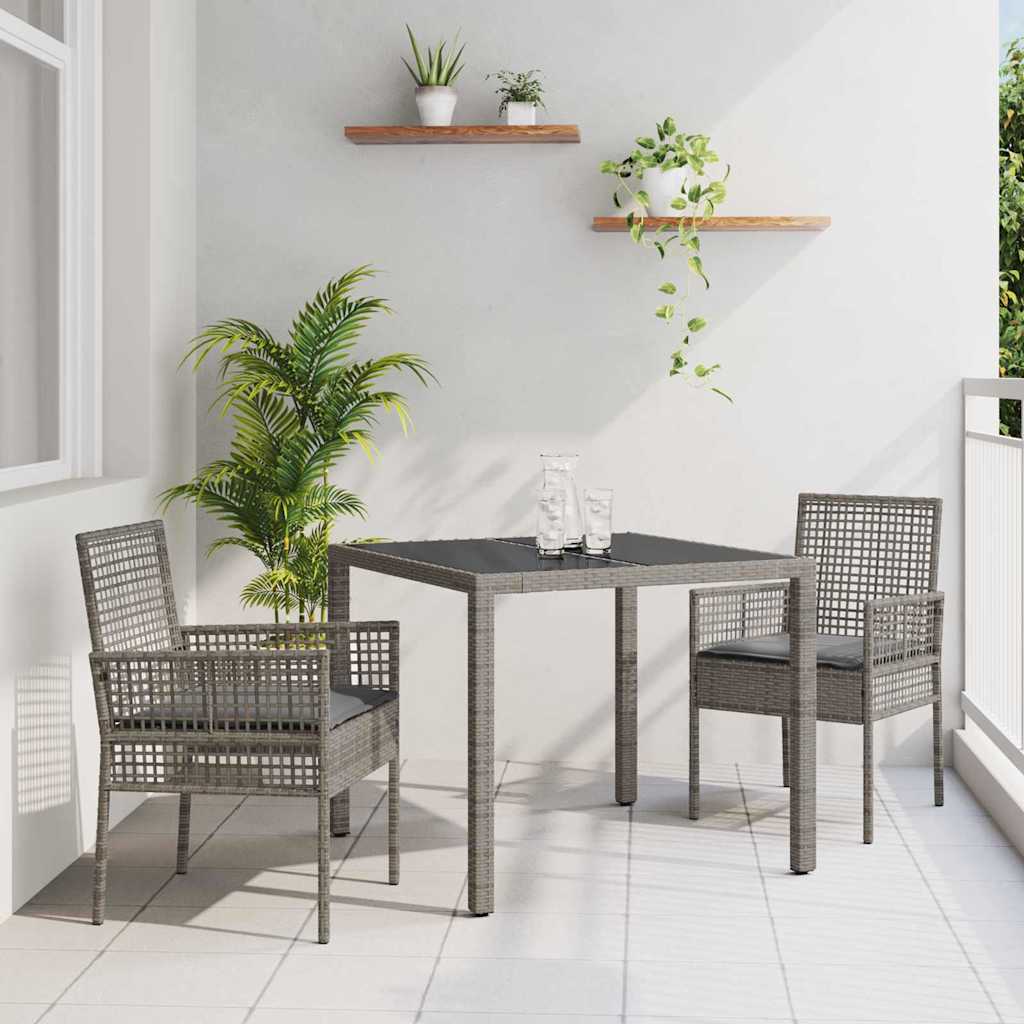 vidaXL Zestaw do jadalni w ogrodzie 3 pcs Szary polirattan