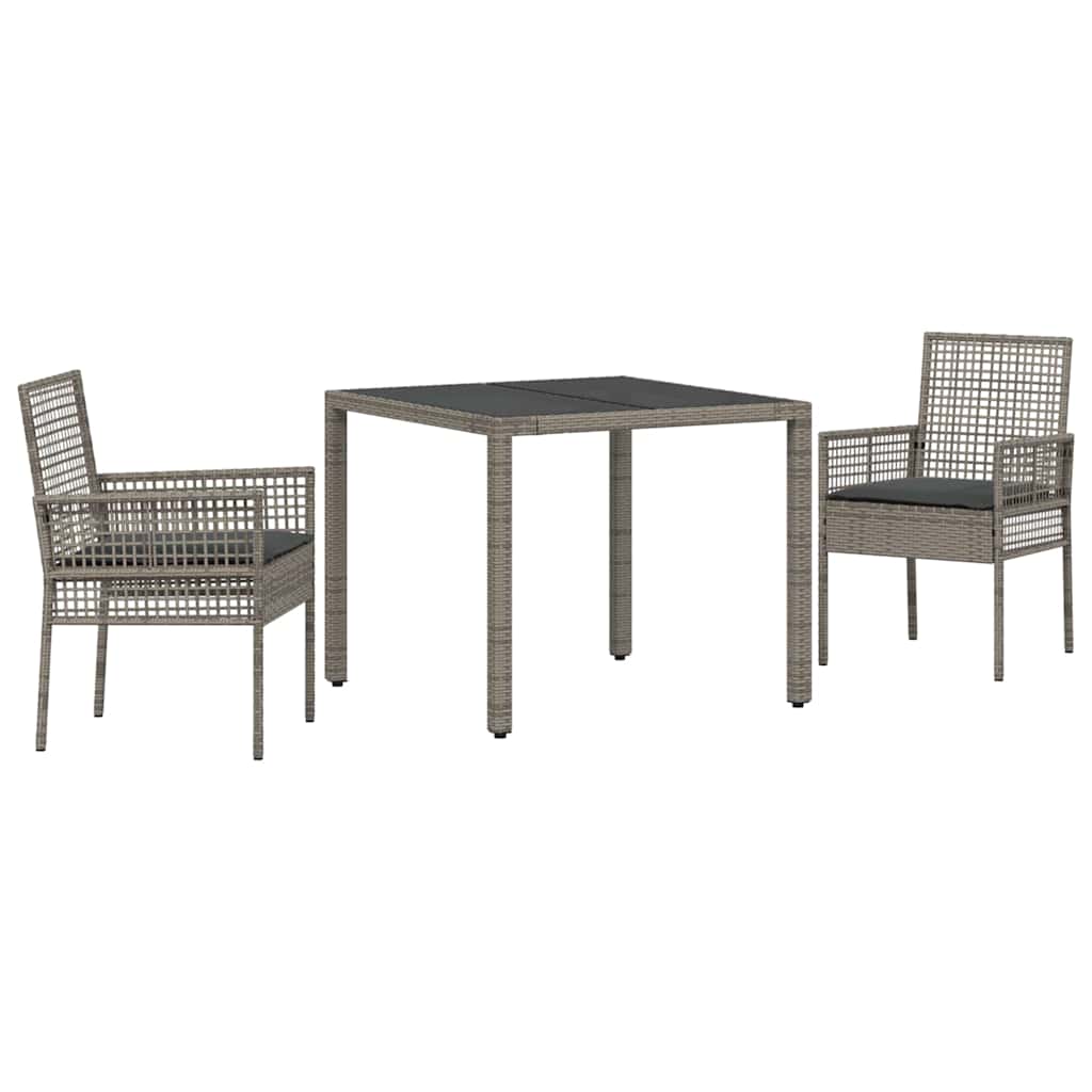 vidaXL Zestaw do jadalni w ogrodzie 3 pcs Szary polirattan